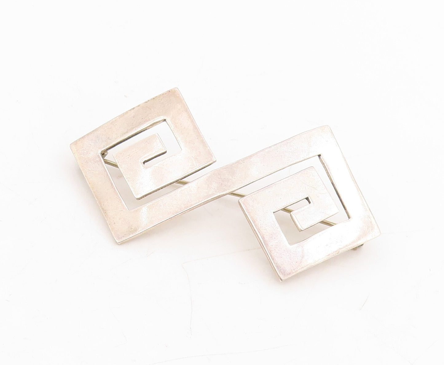925 Sterling Silver Vintage Brooch Solid Cutout Maze key Design  BP11489