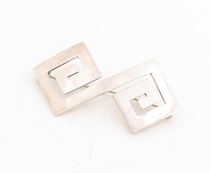 925 Sterling Silver Vintage Brooch Solid Cutout Maze key Design  BP11489
