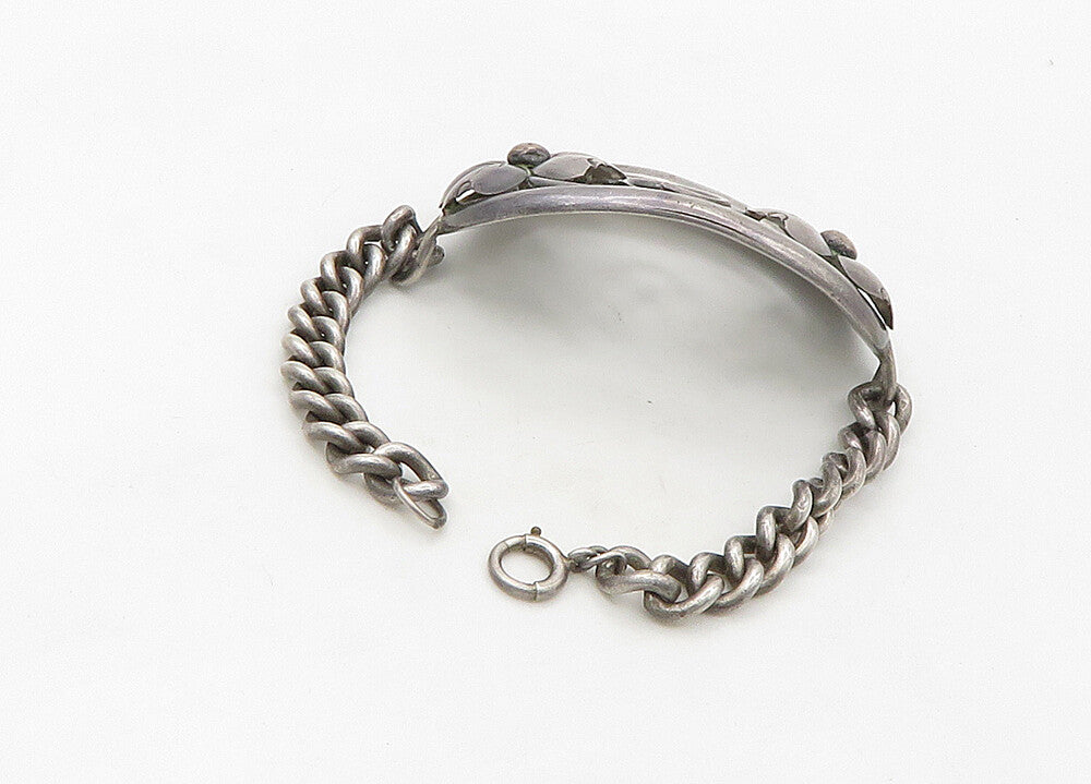 925 Sterling Silver  Vintage Antique Floral Open Spiral Chain Bracelet  BT8521
