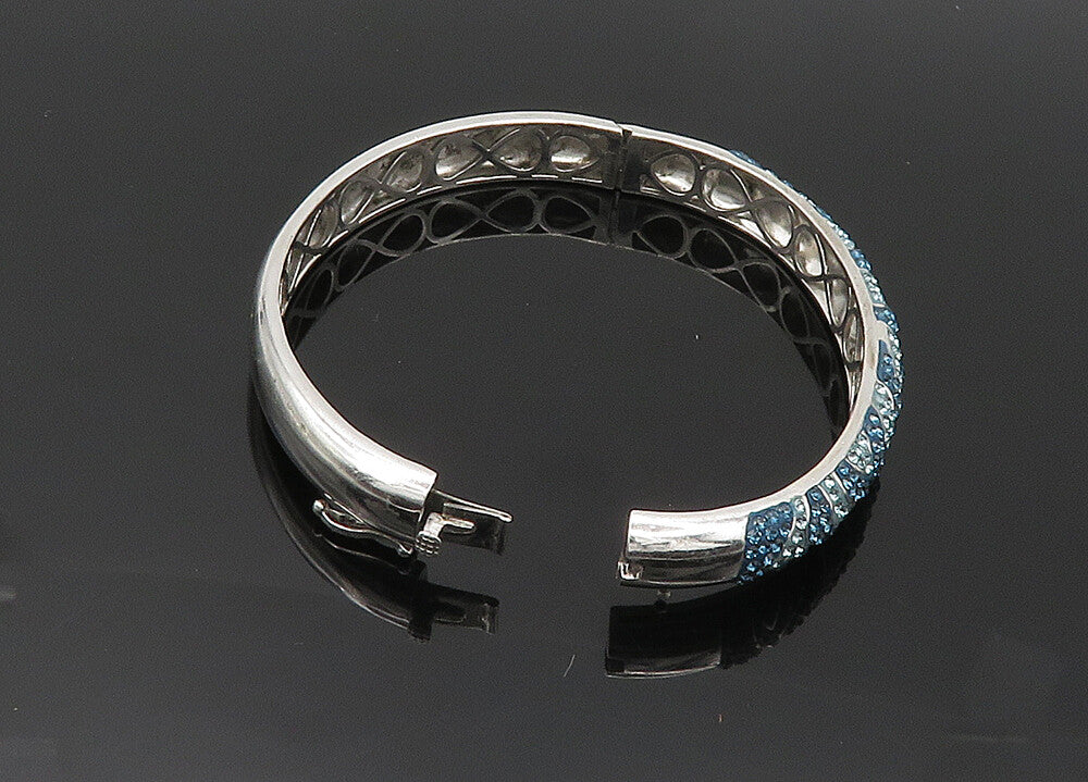 SWAROVSKI 925 Sterling Silver  Vintage Crystal Pattern Bangle Bracelet  BT8415