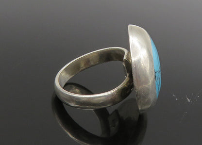 925 Sterling Silver  Vintage Inlaid Turquoise Cocktail Ring Sz 7.5  RG22822