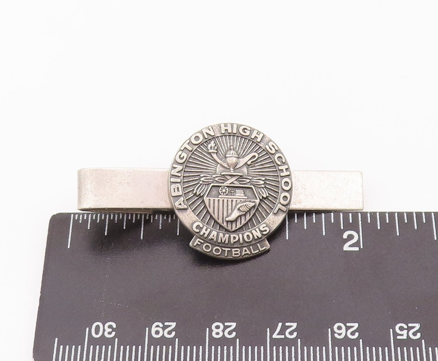 925 Sterling Silver Vintage Tie Clip JOSTENS Football Team Carved Badge TR3740