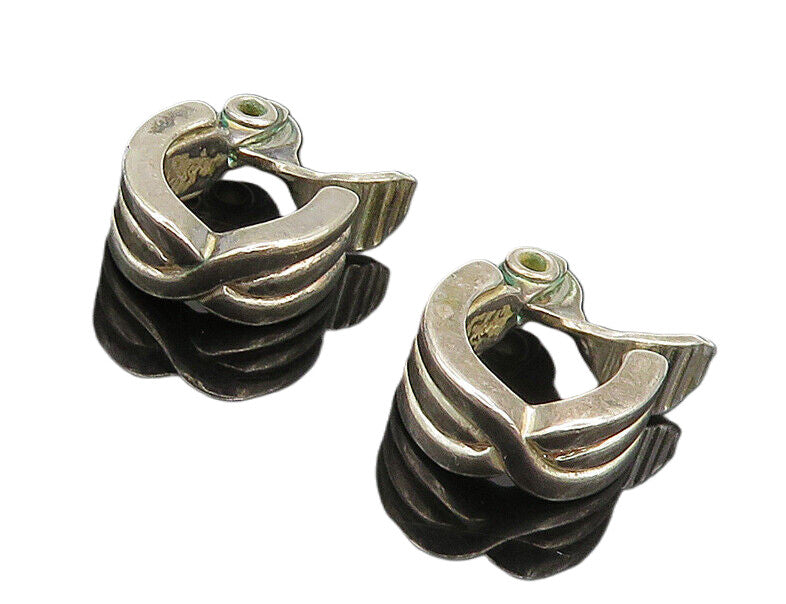 925 Sterling Silver   Vintage Shiny Petite Non Pierce Hoop Earrings  EG10190