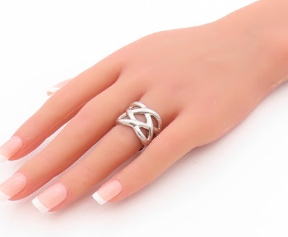 925 Sterling Silver Vintage Ring Modernist Cross Wire Design  Sz 6.5  RG33409