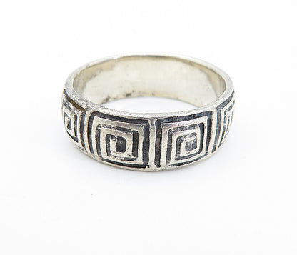 925 Sterling Silver  Vintage Square Spiral Pattern Band Ring Sz 11  RG7066