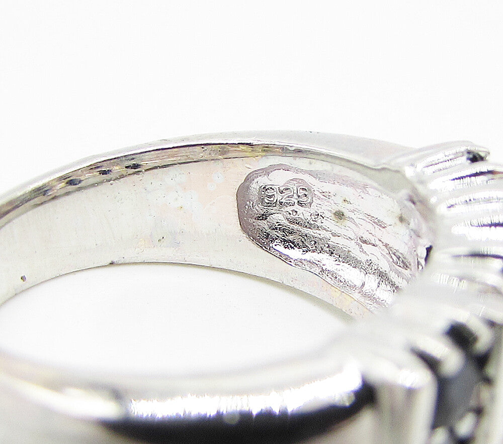 925 Sterling Silver Faceted Round Cut Sapphire Linear Band Ring Sz 6.5 RG3453