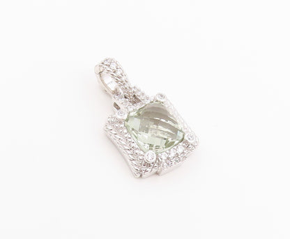 925 Sterling Silver Vintage Pendant JUDITH RIPKA Green Amethyst Charm  PT26422