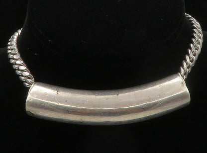 RAGE 925 Sterling Silver Vintage Curved Pendant Curb Chain Necklace NE2360