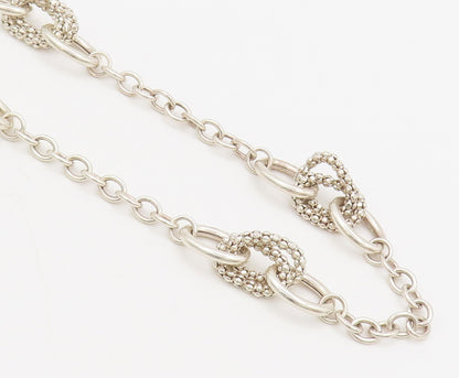 ITAOR 925 Sterling Silver  Vintage Beaded & Solid Ring Link Necklace  NE4201