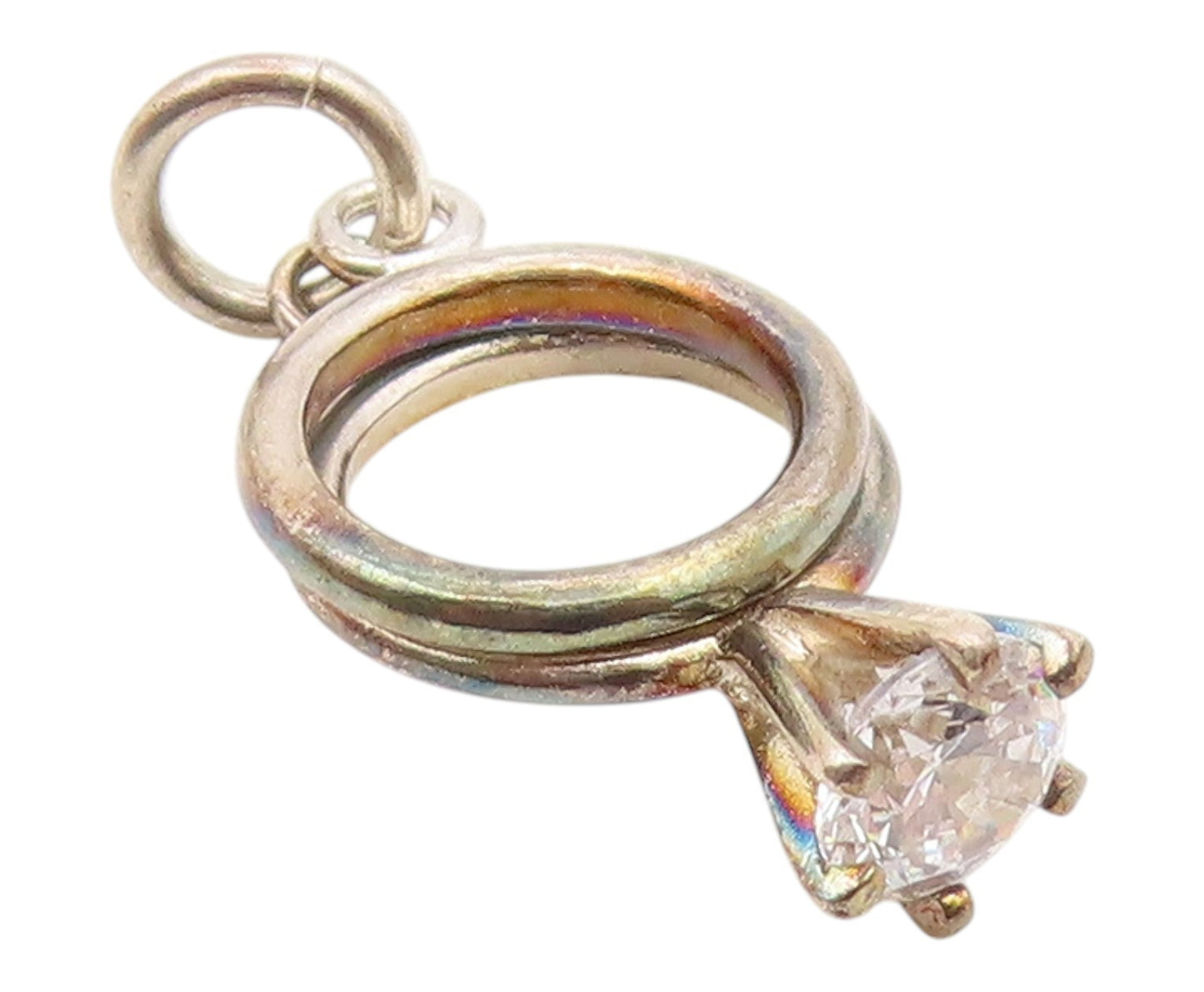 925 Silver  Vintage Cubic Zirconia Engagement Ring & Band Pendant  PT21393