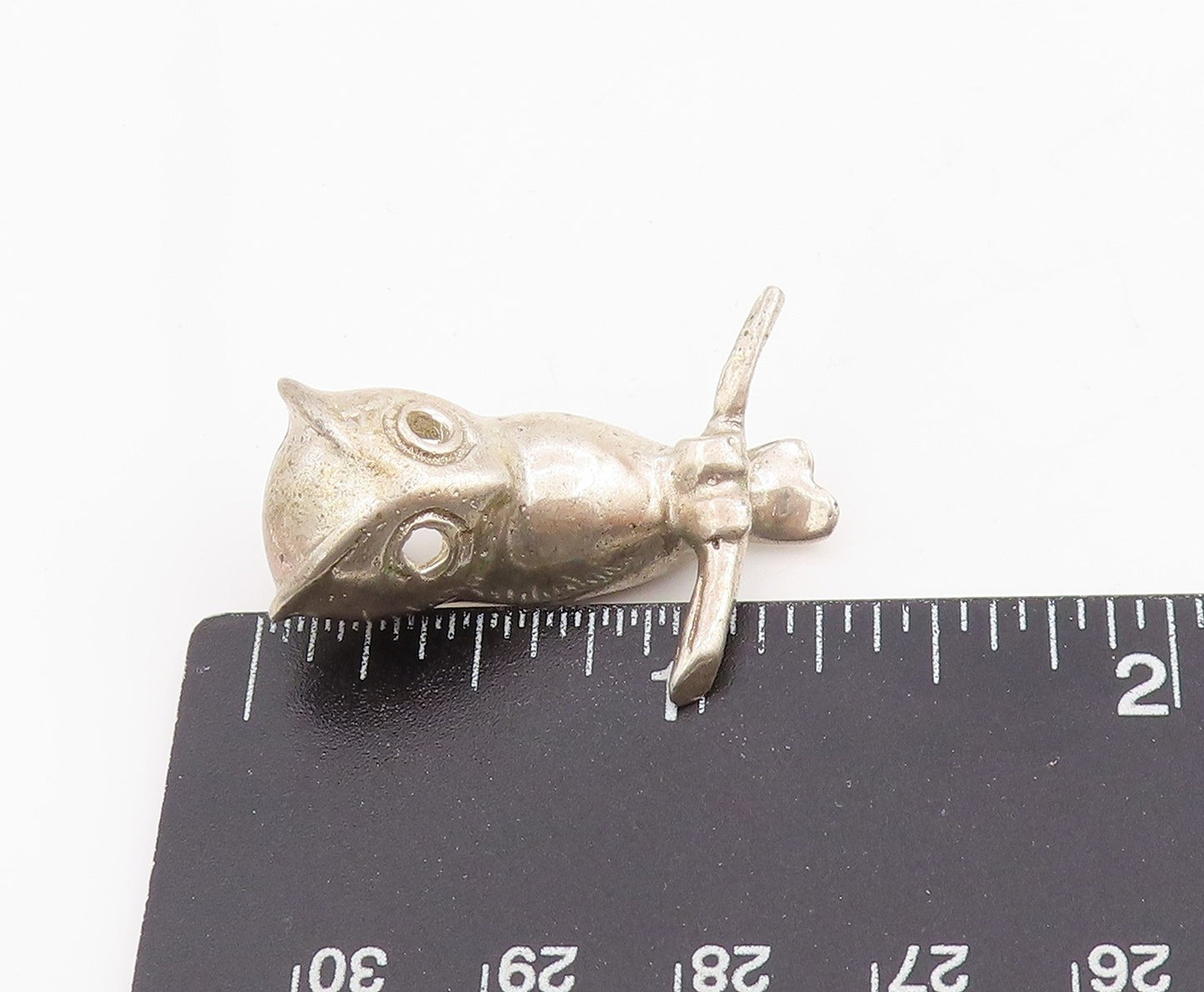 925 Sterling Silver Vintage Pendant Minimalist Owl Bird On Branch Charm  PT25234
