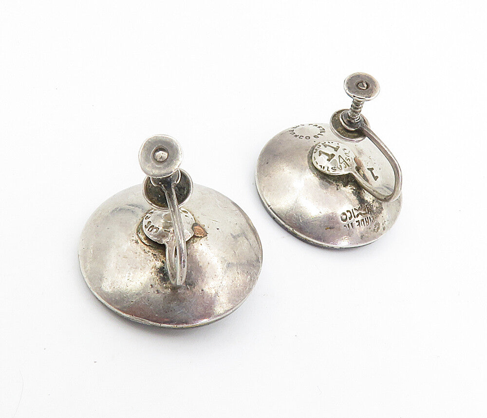 LOS CASTILLO MEXICO 925 Silver  Vintage Modernist Non Pierce Earrings  EG2936