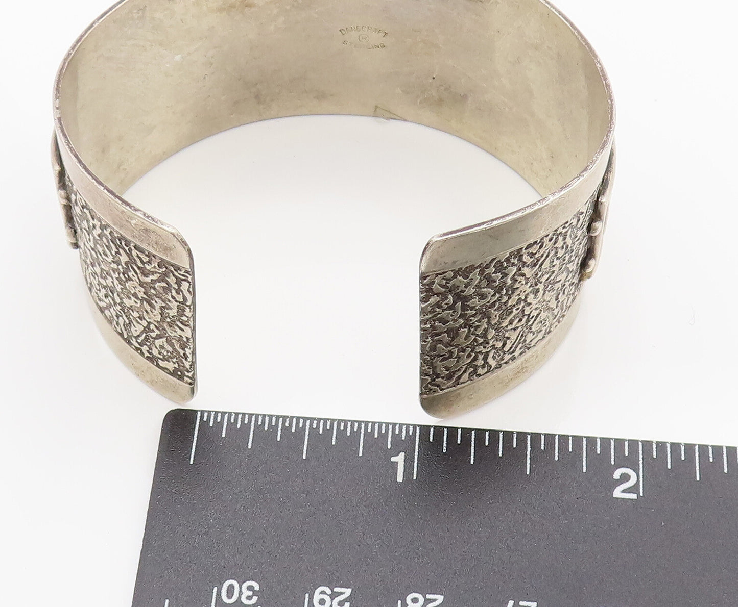 DANECRAFT 925 Silver  Vintage Antique Carved Greek Key Cuff Bracelet  BT9790
