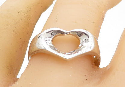 925 Sterling Silver  Large Polished Open Love Heart Band Ring Sz 11.5  RG7572