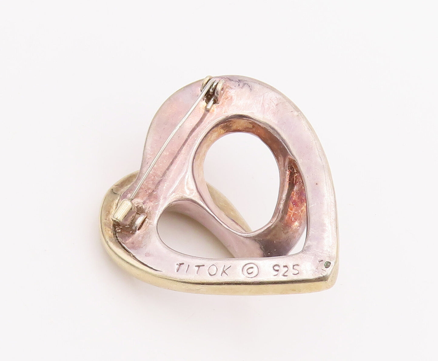 925 Sterling Silver Vintage Brooch Pin Designer Solid Swirled Heart  BP11028
