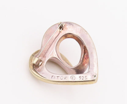 925 Sterling Silver Vintage Brooch Pin Designer Solid Swirled Heart  BP11028