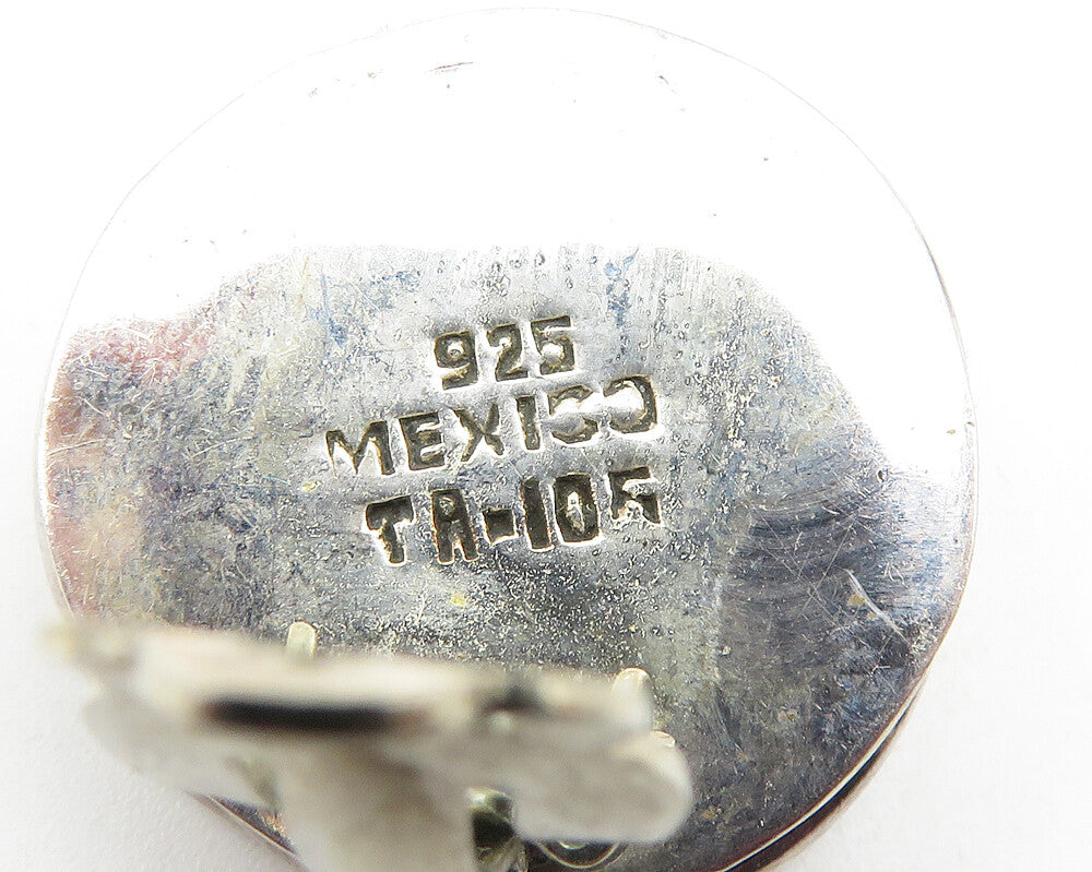 MEXICO 925 Silver  Vintage Two Tone Twist Dome Non Pierce Earrings  EG5646
