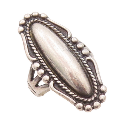 925 Sterling Silver Vintage Ring POST BELL NAVAJO Oval Carved  Sz 6.5  RG29142