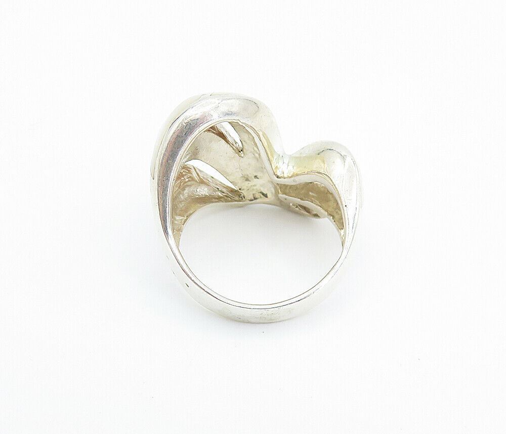 925 Sterling Silver  Mother Of Pearl Split Design Band Ring Sz 6.5  RG7925