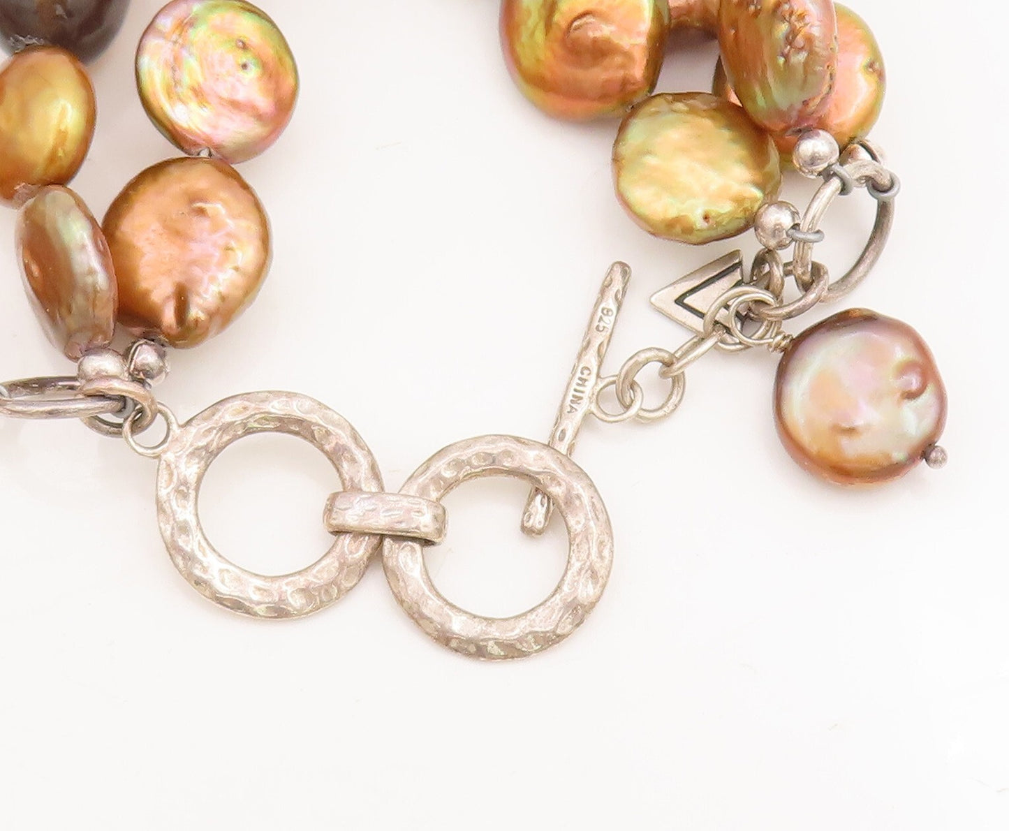 925 Sterling Silver Vintage Bracelet Designer Abalone & Smokey Quarts  BT10670