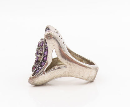 925 Sterling Silver Vintage Ring Amethyst & Topaz Cluster Band  Sz 7  RG34329