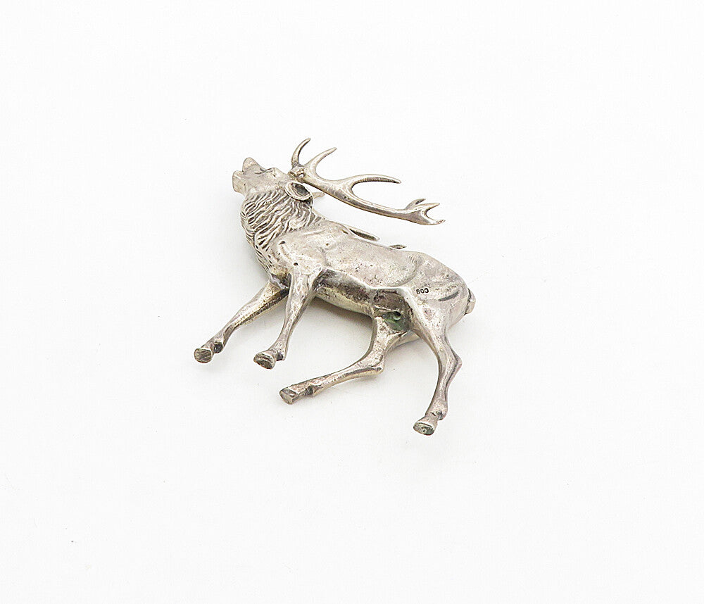925 Sterling Silver  Vintage Sculpted Reindeer Statue Table Trinket  TR1498