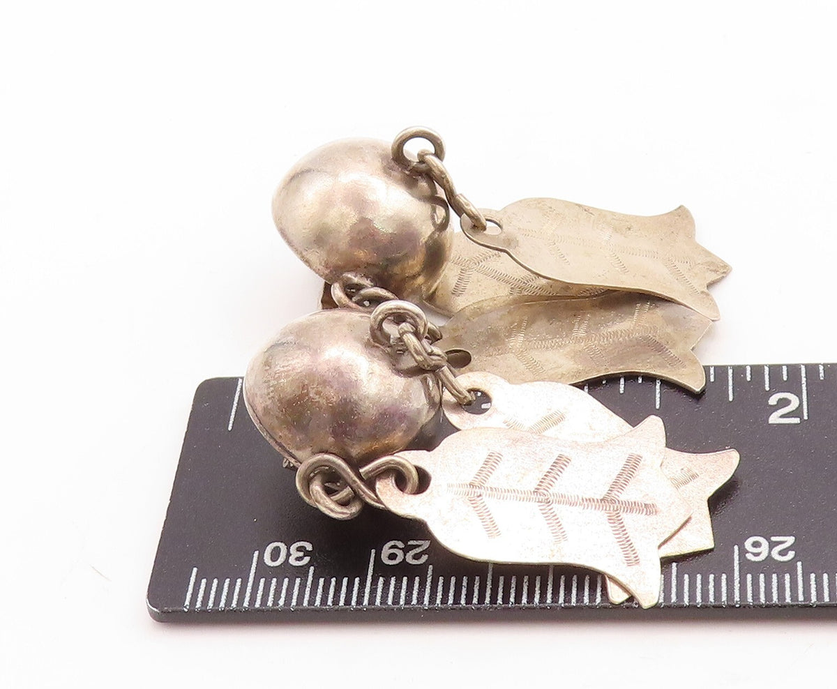 925 Sterling Silver Vintage Brooch Pin Dark Tone Cutout Christmas Bells  BP11438