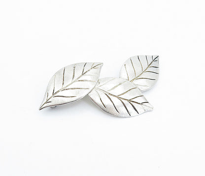 925 Sterling Silver  Vintage Antique Etched Floral Leaves Brooch Pin  BP1287