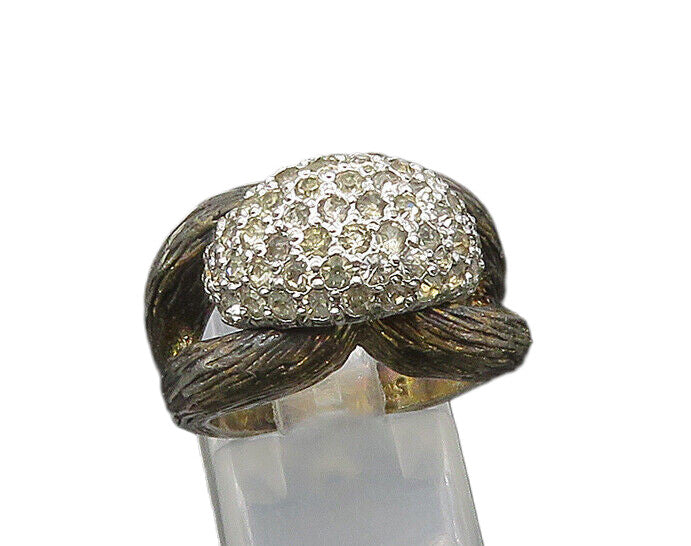 925 Sterling Silver  Vintage Topaz Textured Loop Band Ring Sz 6  RG21677