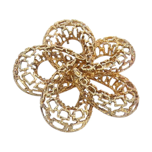 925 Sterling Silver Vintage Pendant Gold Plated DANECRAFT Open Flower  PT25672