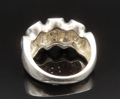 925 Sterling Silver  Vintage Cubic Zirconia Concave Wave Ring Sz 7  RG25000