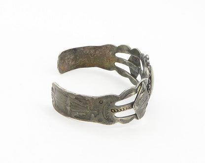 SOUTHWESTERN 925 Silver Vintage Antique Turquoise Peyote Cuff Bracelet BT7090