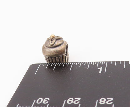 925 Sterling Silver Vintage Pendant PANDORA Mini Carved Cupcake Charm  PT24254