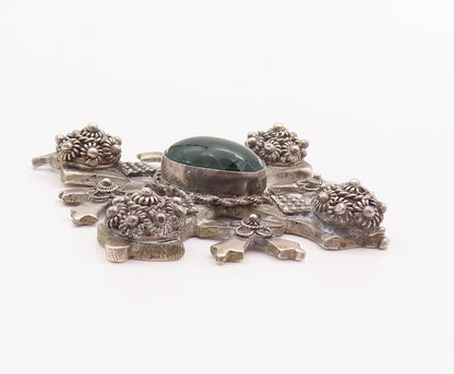 925 Sterling Silver Vintage Pendant JERUSALEM Antique Floral Checks Net  PT22958