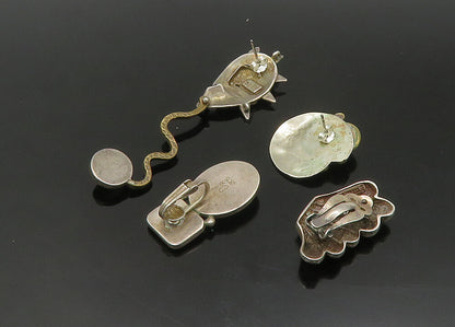 DESIGNER 925 Silver Vintage Onyx & Multi Stone Lot Single Earrings EG11328