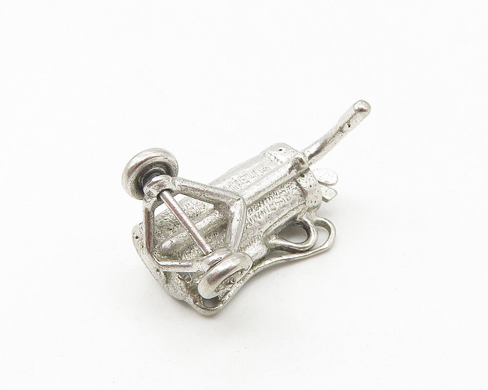 925 Sterling Silver  Vintage Bag Of Golf Clubs Sports Motif Pendant  PT8908