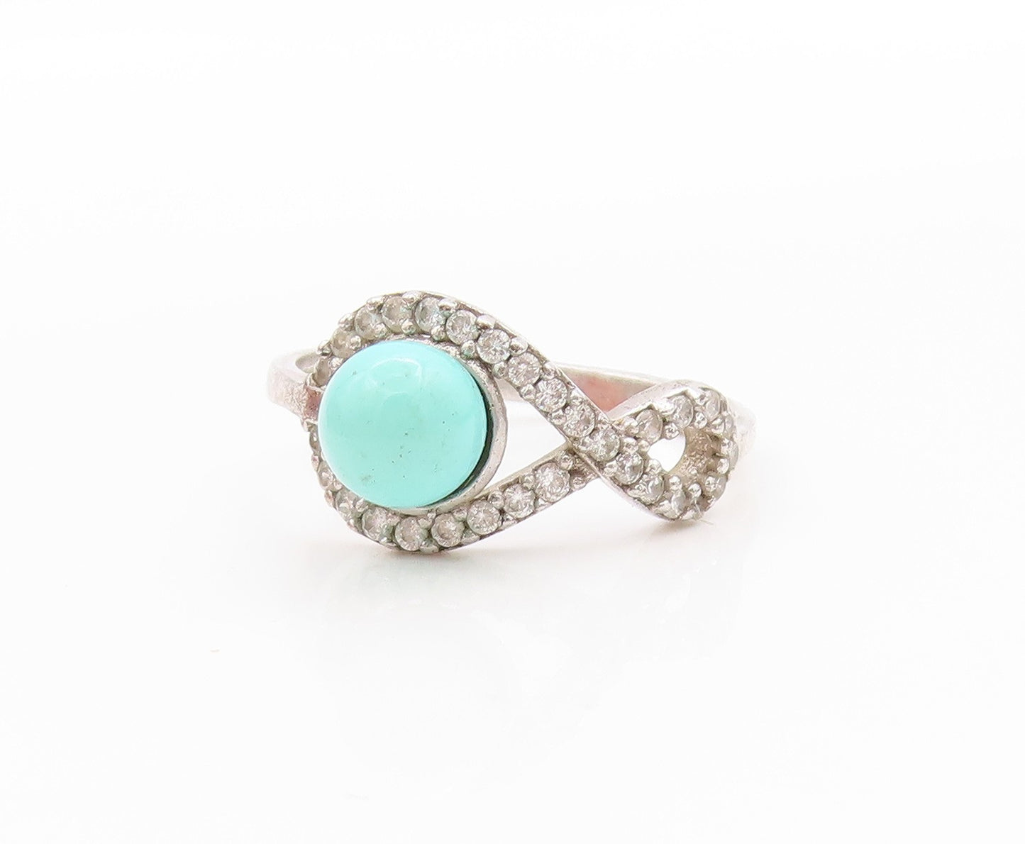 925 Sterling Silver Vintage Ring Turquoise Musical Note Cut Out  Sz 8.5  RG33500