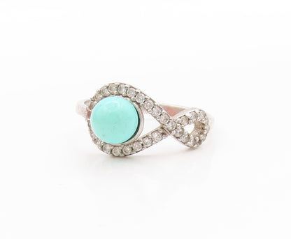 925 Sterling Silver Vintage Ring Turquoise Musical Note Cut Out  Sz 8.5  RG33500