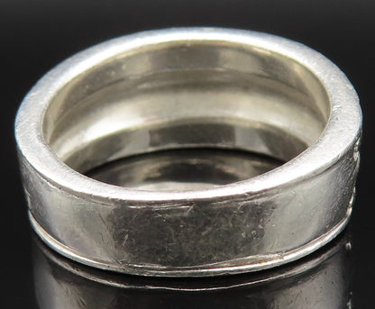 925 Sterling Silver  Vintage Smooth Center Rolo Link Band Ring Sz 9  RG25373