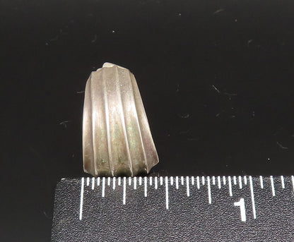 14K GOLD & 925 Silver  Vintage Minimalist Ribbed Curved Earrings  EG11836