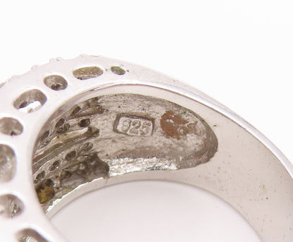 925 Sterling Silver Vintage Ring Multi Row CZ Pave Statement Band  Sz 8  RG36731