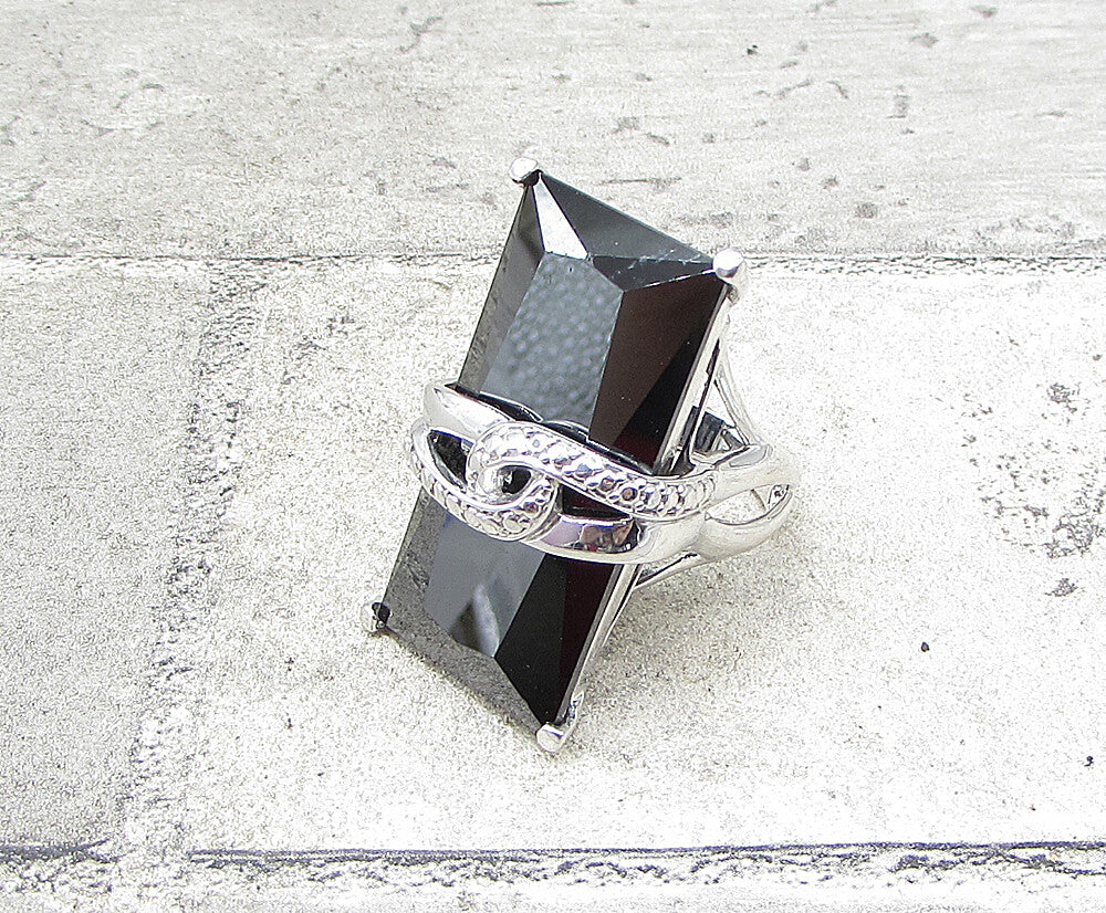 925 Sterling Silver  Faceted Hematite Wrapped Solitaire Ring Sz 7  RG1958