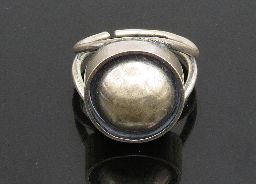 BEAU 925 Silver  Vintage Dark Tone Shiny Dome Split Band Ring Sz 5  RG23463