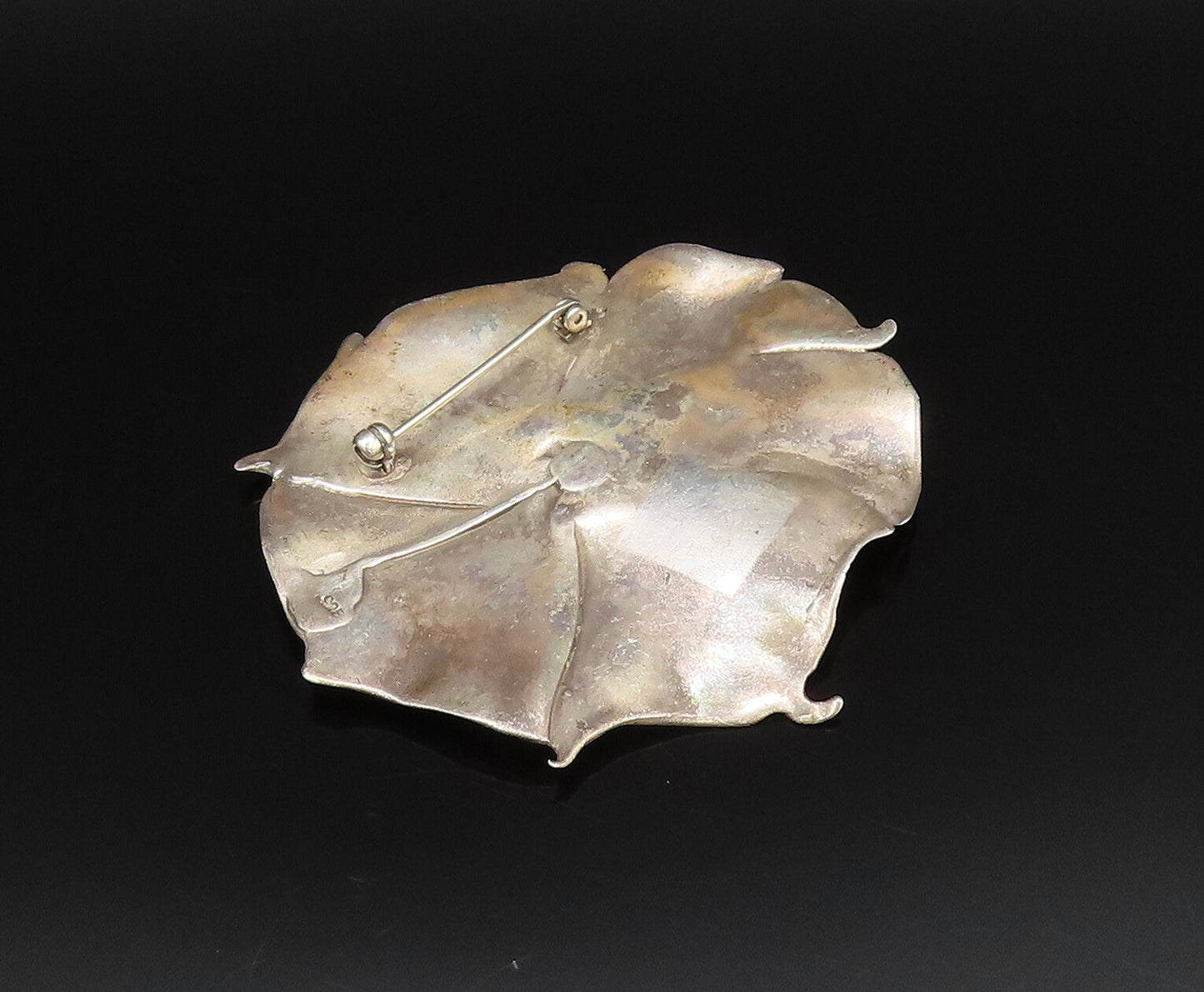 DESIGNER 925 Sterling Silver Vintage Minimalist Flat Flower Brooch Pin BP9982