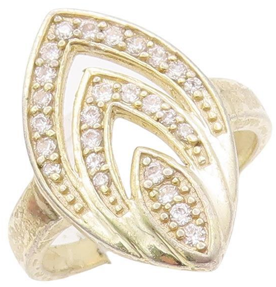 925 Sterling Silver Vintage Ring Cutout Leaf Tip Shape CZ Bands  Sz 7.5  RG28413