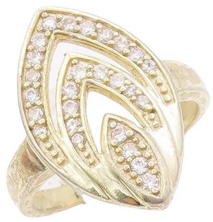 925 Sterling Silver Vintage Ring Cutout Leaf Tip Shape CZ Bands  Sz 7.5  RG28413