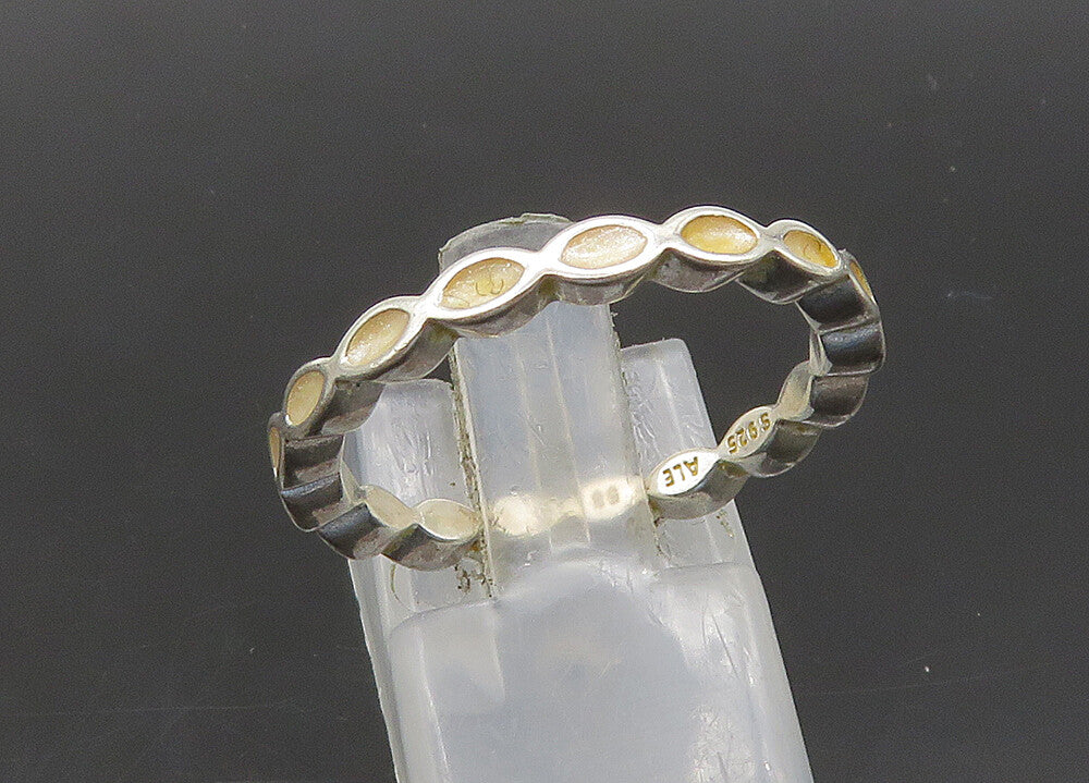 PANDORA 925 Sterling Silver  Vintage Shiny Fluted Band Ring Sz 8.5  RG21887