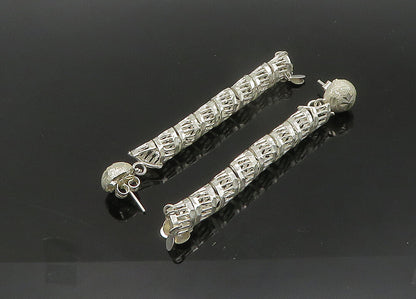 925 Sterling Silver  Vintage Shiny Diamond Cut Twist Dangle Earrings  EG10747