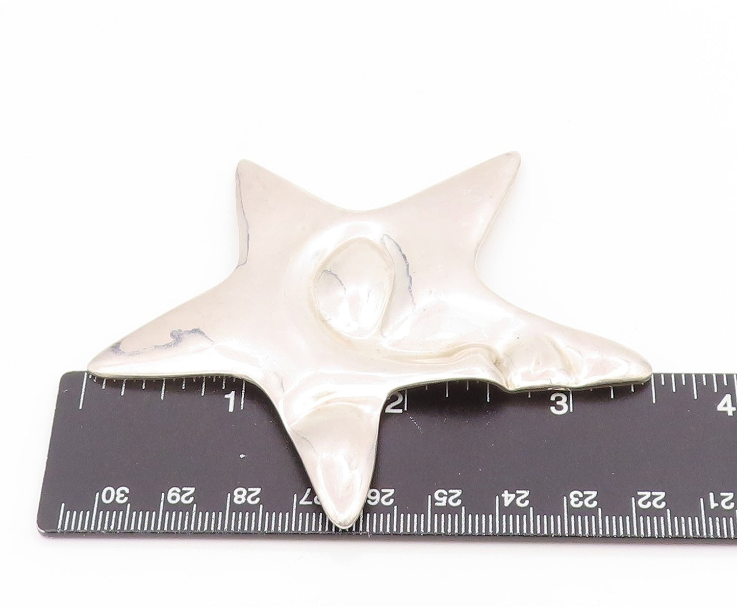 925 Sterling Silver Vintage Brooch Pin Modernist Celestial Star Face  BP12408