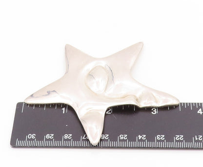 925 Sterling Silver Vintage Brooch Pin Modernist Celestial Star Face  BP12408